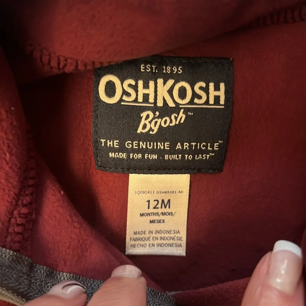 Oshkosh B’gosh Grey and Burgundy Pullover Top-12 months-NWT